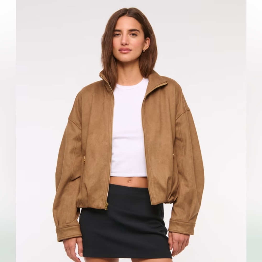 Abercrombie & Fitch Camel Brown Bomber Jacket